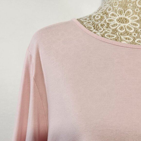 J Jill Wearever Collection Women SZ Large Pink Jersey Bell Sleeve Round Neck Top - Picture 4 of 14